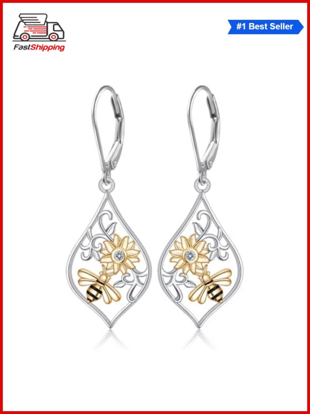 ✨ Filigree Dangle Drop Leverback Teardrop Earrings 925 Sterling Silver